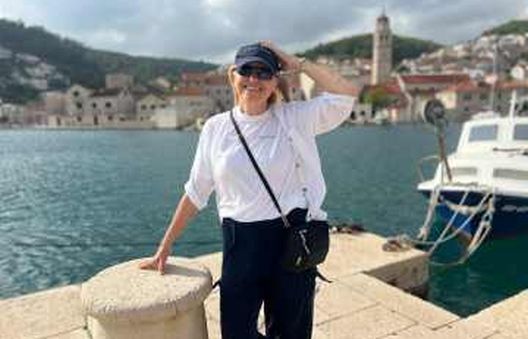 Passenger deck view aboard Croatia small ship with sun deck and sea horizon